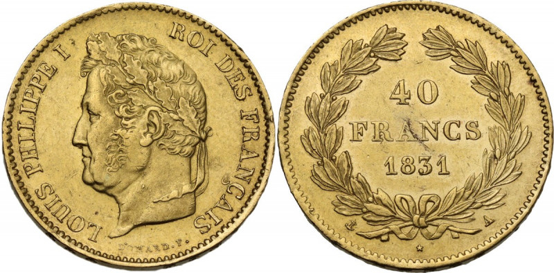 France. Louis Philippe I (1830-1848). 40 francs 1831 A, Paris mint. Gad. 1106; F...