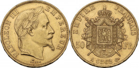 France. Napoleon III (1852-1870). 50 francs 1862 A, Paris mint. Gad. 1112; Fried. 548. AU. 16.13 g. 28.00 mm. Minor edge bumps. AU.