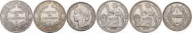 French Indochina. Lot of three (3) coins: piastre de commerce 1898, piastre du commerce 1922 and piastre 1931. AR.