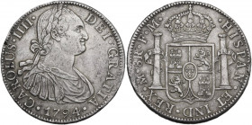 Mexico. Charles IV of Spain(1788-1808). 8 Reales 1794, Mo-FM, Mexico City mint. KM 109; Cal. 799. AG. 26.91 g. 39.00 mm. XF.