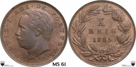 Portugal. Luiz I (1861-1889). 20 and 10 reis 1885. KM 526. AE. 11.70 g. 25.00 mm. MS 61. Encapsulated by CCG MS 61.