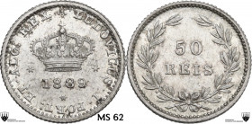 Portugal. Luiz I (1861-1889). 50 Reis 1889. KM 506.2. AR. 1.20 g. 15.00 mm. MS 62. Encapsulated by CCG MS 62.