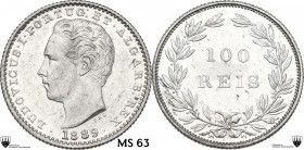 Portugal. AR 100 Reis 1889. KM 510. AR. 2.50 g. 20.00 mm. MS 63. Encapsulated by CCG MS 63.