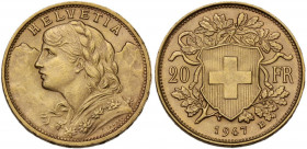 Switzerland. Confederation (1848- ). 20 francs 1947 B, Bern mint. KM 35.2; Fried. 499; HMZ 1195. AV. 6.45 g. 21.00 mm. AU.