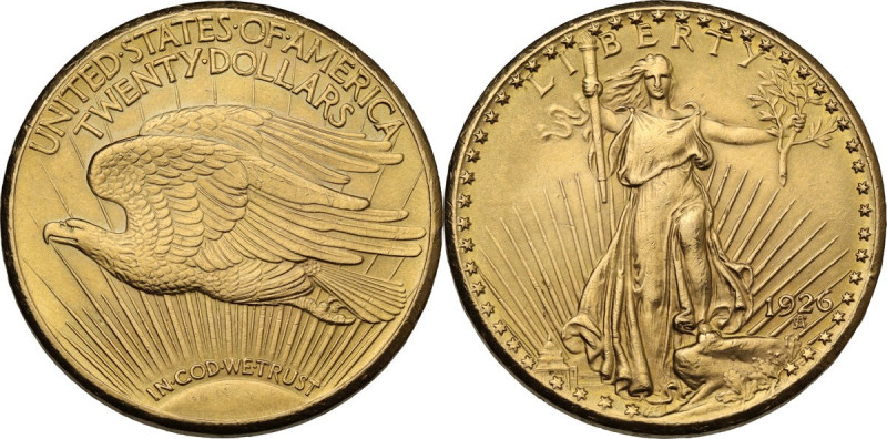 USA. 20 Dollars 1926 without Mint Mark, Philadelphia Mint. Fried. 185. AU. 33.46...