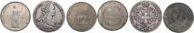 Lotto di tre (3) monete: tallero italicorum 1918, 5 lire 1848 Milano, 5 Lire 1848 Venezia. AG.