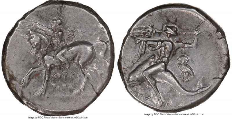 CALABRIA. Tarentum. Ca. 281-240 BC. AR stater or didrachm (20mm, 6.59 gm, 3h). N...