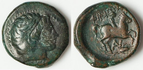 MACEDONIAN KINGDOM. Philip II (359-336 BC). AE unit (18h, 5.50 gm, 11h). VF. Uncertain mint in Macedonia. Head of Apollo right, wearing taenia / ΦIΛIΠ...