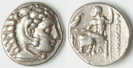 MACEDONIAN KINGDOM. Alexander III the Great (336-323 BC). AR drachm (17mm, 4.27 gm, 12h). Choice VF, scrape. Lifetime issue of Lampsacus, ca. 328-323 ...