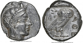 ATTICA. Athens. Ca. 440-404 BC. AR tetradrachm (24mm, 17.21 gm, 2h). NGC Choice AU 5/5 - 4/5. Mid-mass coinage issue. Head of Athena right, wearing ea...