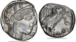 ATTICA. Athens. Ca. 440-404 BC. AR tetradrachm (24mm, 17.17 gm, 9h). NGC Choice AU 5/5 - 4/5. Mid-mass coinage issue. Head of Athena right, wearing ea...