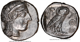 ATTICA. Athens. Ca. 440-404 BC. AR tetradrachm (24mm, 17.16 gm, 8h). NGC AU 5/5 - 4/5. Mid-mass coinage issue. Head of Athena right, wearing earring, ...