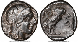 ATTICA. Athens. Ca. 440-404 BC. AR tetradrachm (23mm, 17.19 gm, 12h). NGC Choice XF 5/5 - 4/5. Mid-mass coinage issue. Head of Athena right, wearing e...