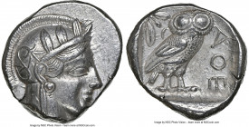 ATTICA. Athens. Ca. 440-404 BC. AR tetradrachm (25mm, 17.22 gm, 12h). NGC Choice XF 4/5 - 4/5. Mid-mass coinage issue. Head of Athena right, wearing e...