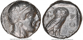 ATTICA. Athens. Ca. 440-404 BC. AR tetradrachm (22mm, 17.10 gm, 7h). NGC XF 5/5 - 3/5. Mid-mass coinage issue. Head of Athena right, wearing earring, ...