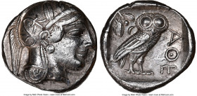 ATTICA. Athens. Ca. 440-404 BC. AR tetradrachm (24mm, 17.10 gm, 12h). NGC XF 5/5 - 3/5. Mid-mass coinage issue. Head of Athena right, wearing earring,...