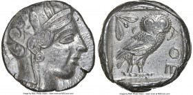 ATTICA. Athens. Ca. 440-404 BC. AR tetradrachm (23mm, 17.15 gm, 1h). NGC Choice VF 3/5 - 4/5. Mid-mass coinage issue. Head of Athena right, wearing ea...