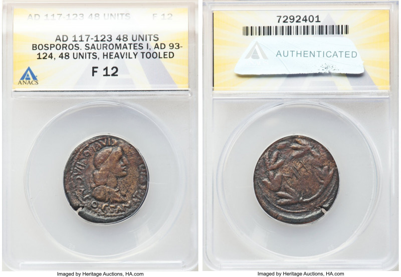BOSPORAN KINGDOM. Sauromates I (AD 93/4-123/4). AE 48 units (25mm, 11h). ANACS F...