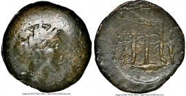 MYSIA. Cyzicus. Ca. 3rd century BC. AE (27mm, 1h). NGC VF. Head of Kore Soteira right, wearing saccos / K-Y/H-I, tripod; tunny swimming right below, A...