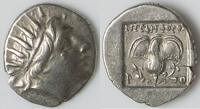CARIAN ISLANDS. Rhodes. Ca. 88-84 BC. AR drachm (15mm, 2.34 gm, 11h). Choice VF....