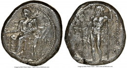 CILICIA. Nagidus. Ca. 420-370 BC. AR stater (21mm, 10.77 gm, 11h). NGC AU 4/5 - 5/5. Aphrodite seated left, draped to waist, phiale raised in right ha...