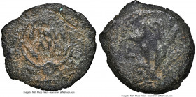 JUDAEA. Roman Procurators. Valerius Gratus (AD 15-26). AE prutah (16mm, 10h). NGC (ungraded) Fine. Dated Regnal Year 3 of Tiberius (AD 16/7). ΙΟΥ/ΛΙΑ,...