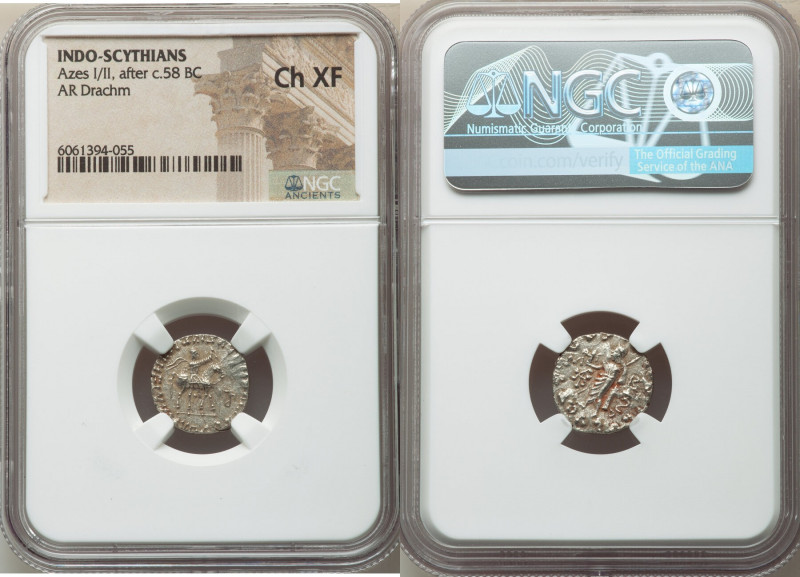 INDO-SCYTHIAN KINGDOM. Azes I or II (after ca. 58 BC). AR drachm (15mm, 1h). NGC...