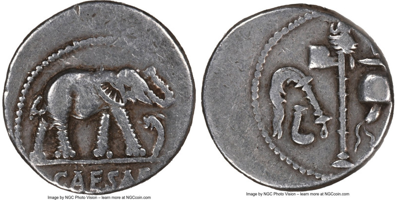 Julius Caesar, as Dictator (49-44 BC). AR denarius (18mm, 4.07 gm, 2h). NGC VF 4...