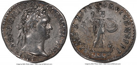 Domitian, as Augustus (AD 81-96). AR denarius (18mm, 6h). NGC Choice VF. Rome, AD 93-94. IMP CAES DOMIT AVG-GERM P M TR P XIII, laureate head of Domit...