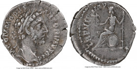 Commodus (AD 177-192). AR denarius (18mm, 12h). NGC Choice VF. Rome, AD 181. M COMMODVS-ANTONINVS AVG, laureate head of Commodus right / TR P VI-IMP-I...