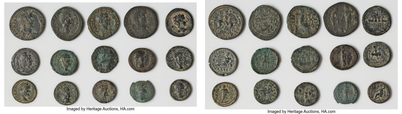 ANCIENT LOTS. Roman Provincial. Lot of fifteen (15) AE issues. VF-XF. Includes: ...