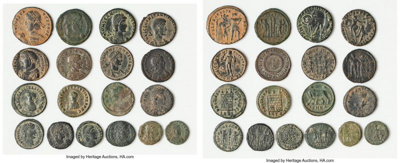 ANCIENT LOTS. Roman Imperial. Ca. 4th century AD. Lot of eighteen (18) AE issues...