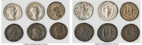 ANCIENT LOTS. Roman Imperial. Lot of six (6) AR and BI antoniniani. XF-Choice AU, Silvering. Includes: Six Roman Imperial AR and BI antoniniani, vario...