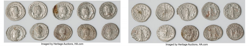 ANCIENT LOTS. Roman Imperial. Ca. mid-3rd century AD. Lot of ten (10) AR and BI ...