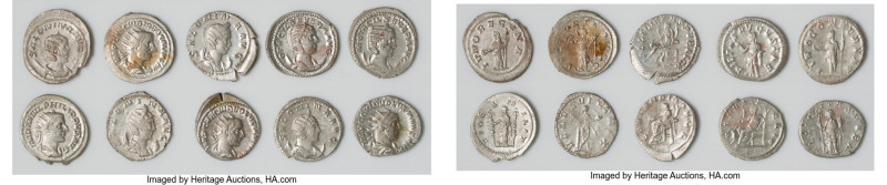 ANCIENT LOTS. Roman Imperial. Ca. mid-3rd century AD. Lot of ten (10) AR and BI ...