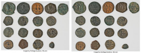 ANCIENT LOTS. Byzantine. Lot of seventeen (17) AE issues. Choice Fine-Choice VF. Includes: 17 Byzantine AE issues, various mints, denominations, ruler...