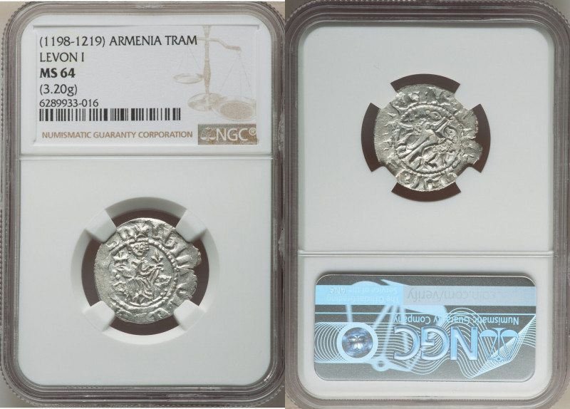 Cilician Armenia. Levon I Tram ND (1198-1219) MS64 NGC, 22mm. 3.20gm. Levon I en...