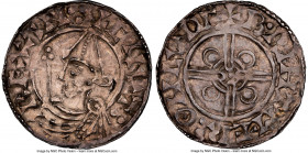 Kings of All England. Cnut (1016-1035) Penny ND (1024-1030) UNC Details (Peck Marked) NGC, London mint, Beorhtmaer as moneyer, Pointed Helmet type, S-...