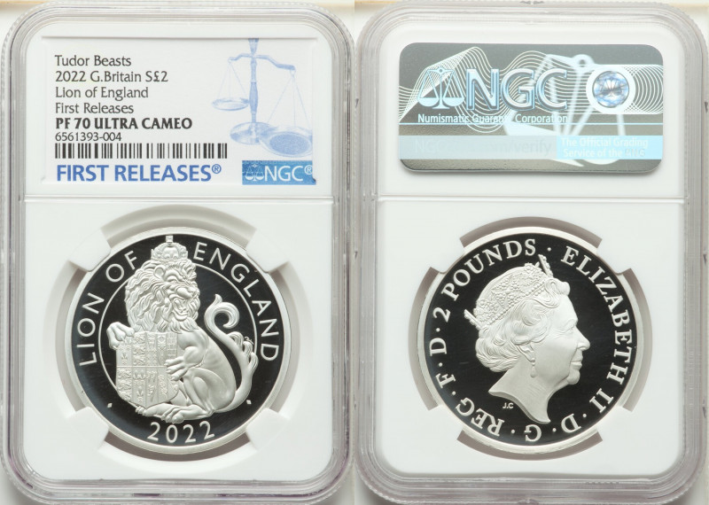 Elizabeth II silver Proof "Lion of England" 2 Pounds (1 oz) 2022 PR70 Ultra Came...