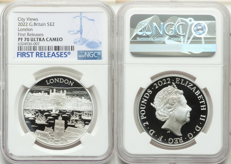 Elizabeth II silver Proof "City Views - London" 2 Pounds (1 oz) 2022 PR70 Ultra ...