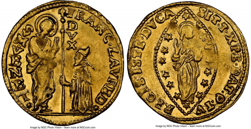 Venice. Francesco Loredano gold Zecchino ND (1752-1762) MS62 NGC, KM619, Fr-1405...