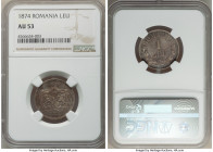 Carol I Leu 1874-(b) AU53 NGC, Brussels mint, KM10. Three year type with lavender-gray patina. 

HID09801242017

© 2022 Heritage Auctions | All Rights...