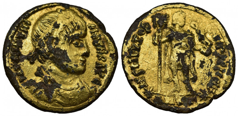 (Gol/ Fourée 3.10g 21mm) .Valentinian I AVAD 367. 
diademed, draped and cuirass...