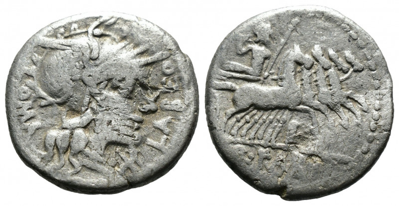 (Silver. 3.77g 18mm) Q. Fabius Labeo. 124 BC. AR Denarius Rome mint. 
Helmeted ...