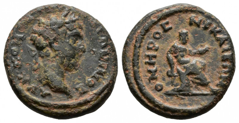 (Bronze, 3.51g 17mm) BITHYNIA, Nicaea. Commodus. AD 177-192. Ae. 
laureate head...