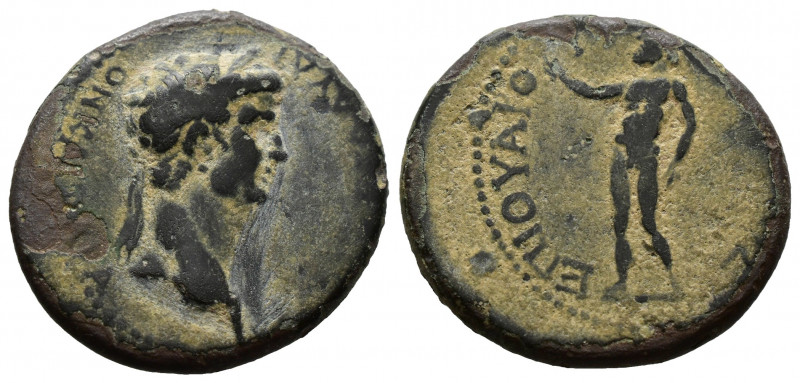 (Bronze, 5.23g 21mm) PHRYGIA. Synnada. Claudius, 41-54. Ae. 
 Laureate head of ...