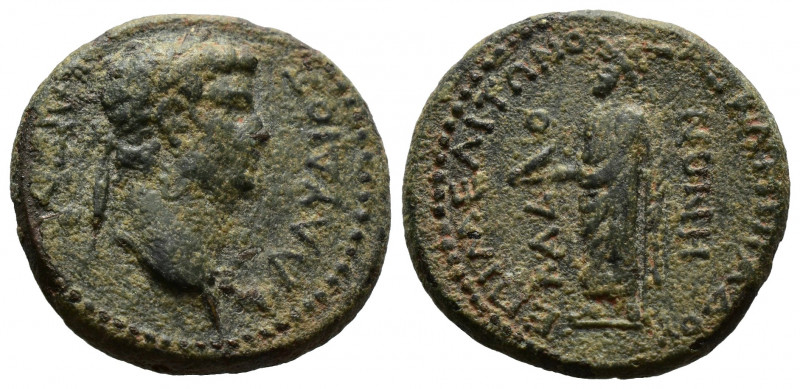 (Bronze, 4.45g 20mm) PHRYGIA. Cadi. Claudius (AD 41-54). Ae.
 Laureate head rig...