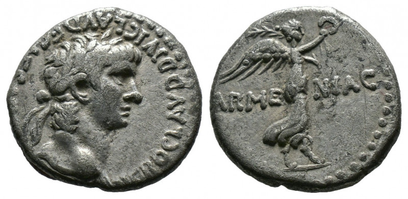 (Silver, 1.79g 14mm) CAPPADOCIA. Caesarea. Nero (54-68). Hemidrachm.
 Laureate ...