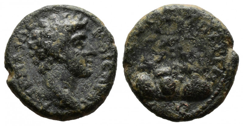 (Bronze, 2.50g 14mm) CAPPADOCIA, Caesaraea. Hadrian 117-138. Ae.
laureate head ...