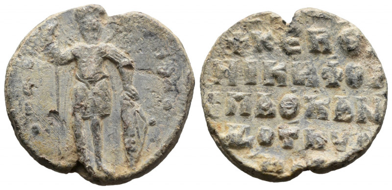 (Lead, 6.48g 21mm)Byzantine Seal circa 7-12 century AD